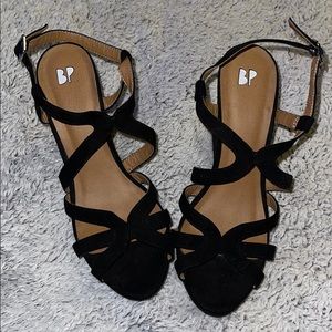 Nordstrom BP Black Wedge Velvet Heels